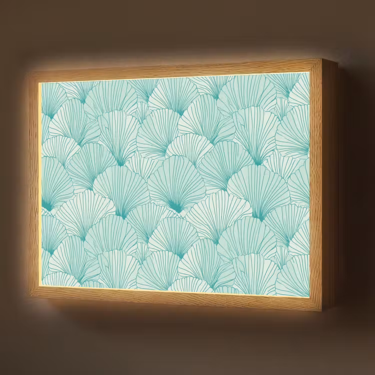 Lightbox - Wandlamp - Groen - Wit - Ginko - Getekend - Textuur — 1