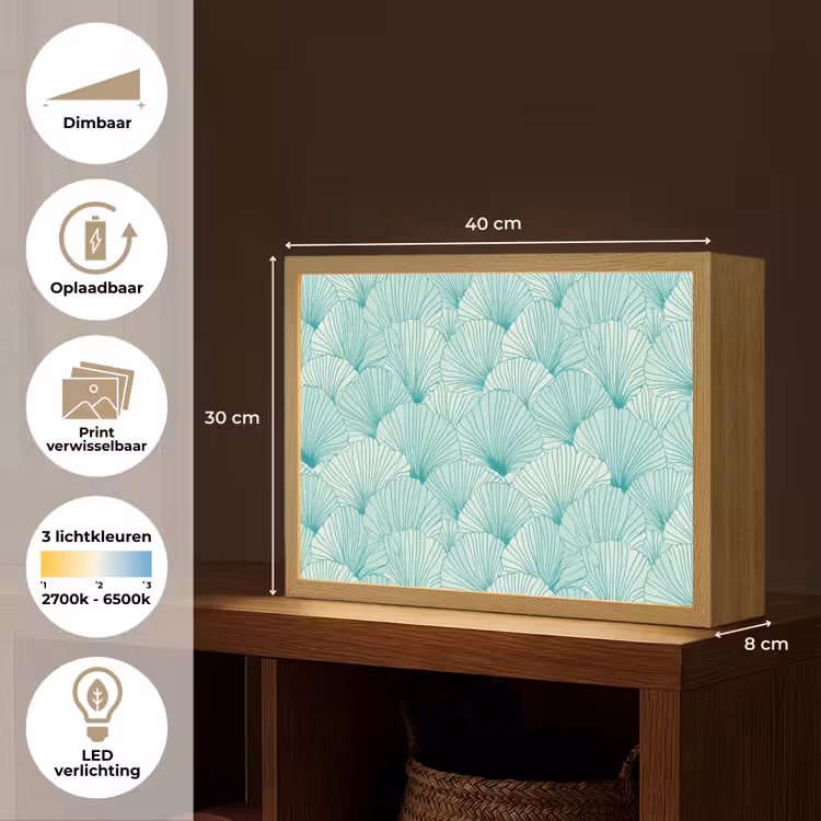 Lightbox - Wandlamp - Groen - Wit - Ginko - Getekend - Textuur — 10