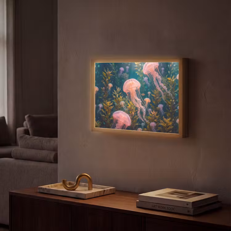Lightbox - Wandlamp - Kwal - Roze - Onderwater - Zeeleven - Dieren — 2