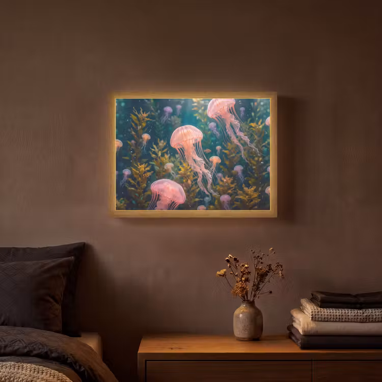Lightbox - Wandlamp - Kwal - Roze - Onderwater - Zeeleven - Dieren — 3