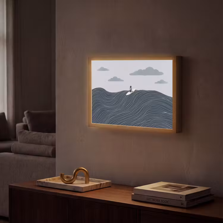Lightbox - Wandlamp - Persoon - Surfen - Oceaan - Natuur - Modern — 2