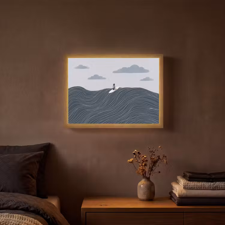 Lightbox - Wandlamp - Persoon - Surfen - Oceaan - Natuur - Modern — 3