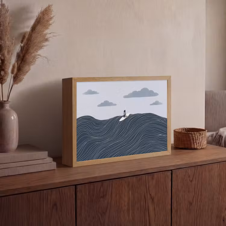 Lightbox - Wandlamp - Persoon - Surfen - Oceaan - Natuur - Modern — 4