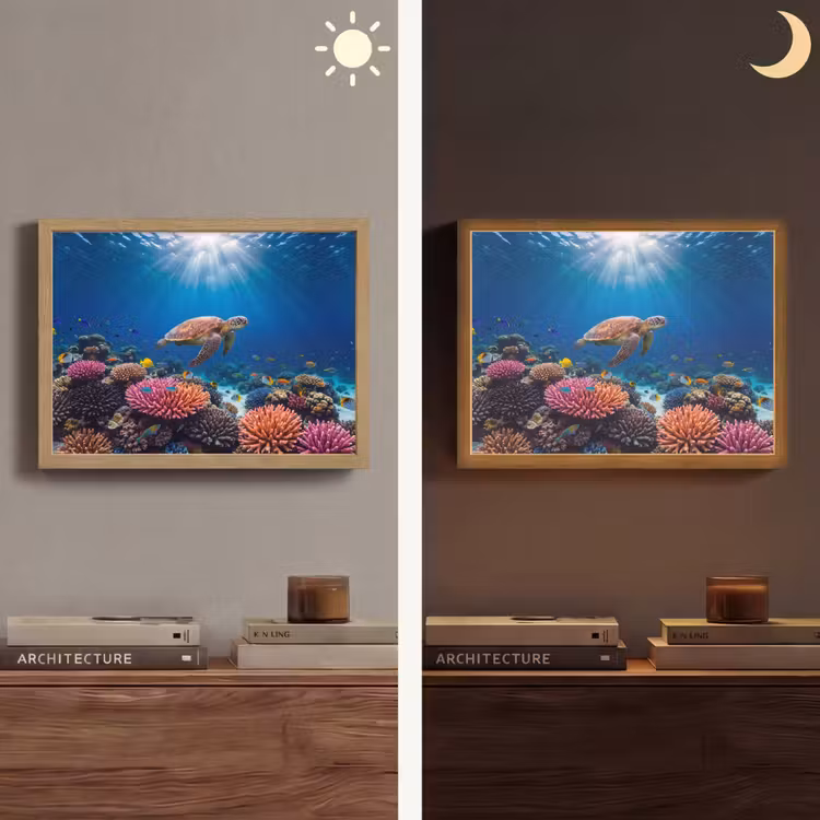 Lightbox - Wandlamp - Schildpad - Koraalrif - Oceaan - Dieren - Blauw — 6