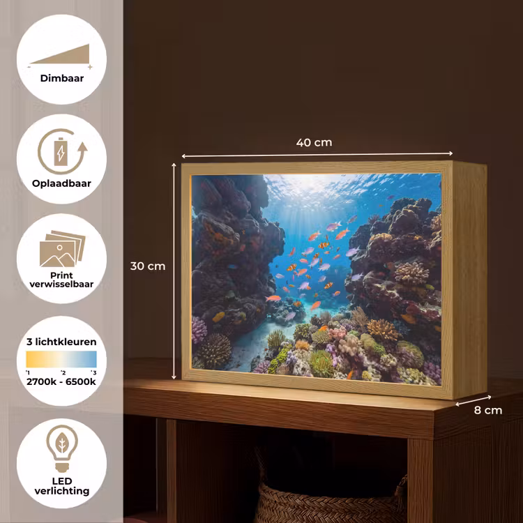 Lightbox - Wandlamp - Vis - Koraalrif - Onderwater - Levendig - Blauw — 10