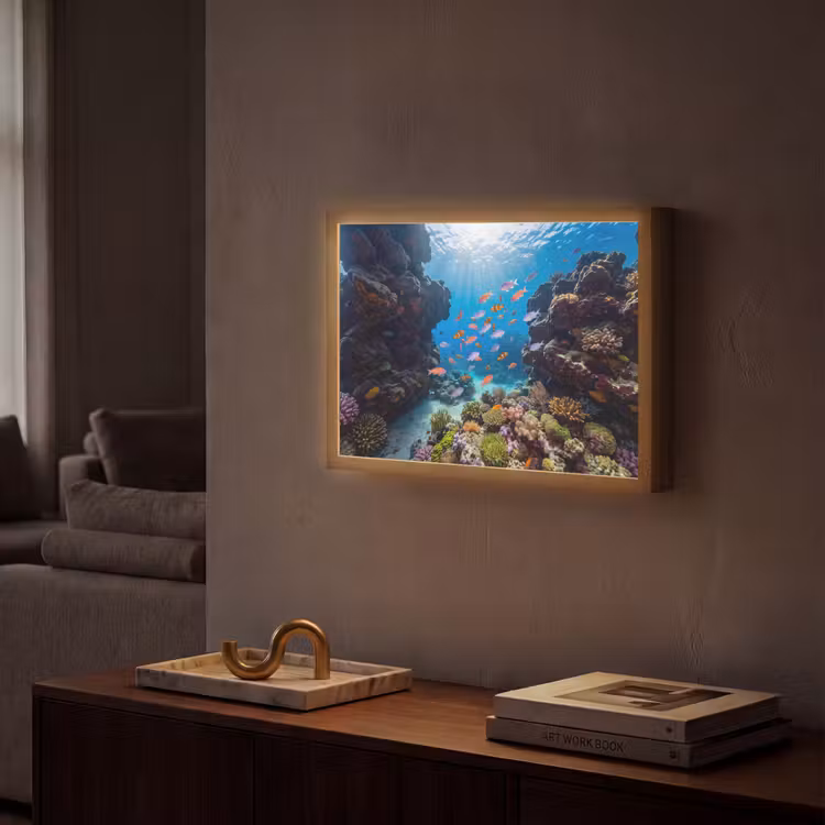 Lightbox - Wandlamp - Vis - Koraalrif - Onderwater - Levendig - Blauw — 2
