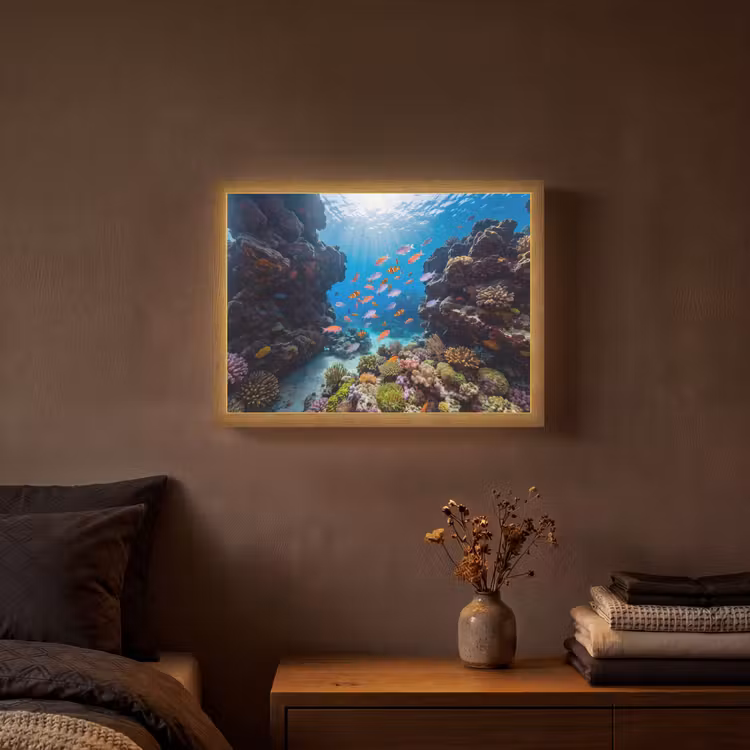 Lightbox - Wandlamp - Vis - Koraalrif - Onderwater - Levendig - Blauw — 3