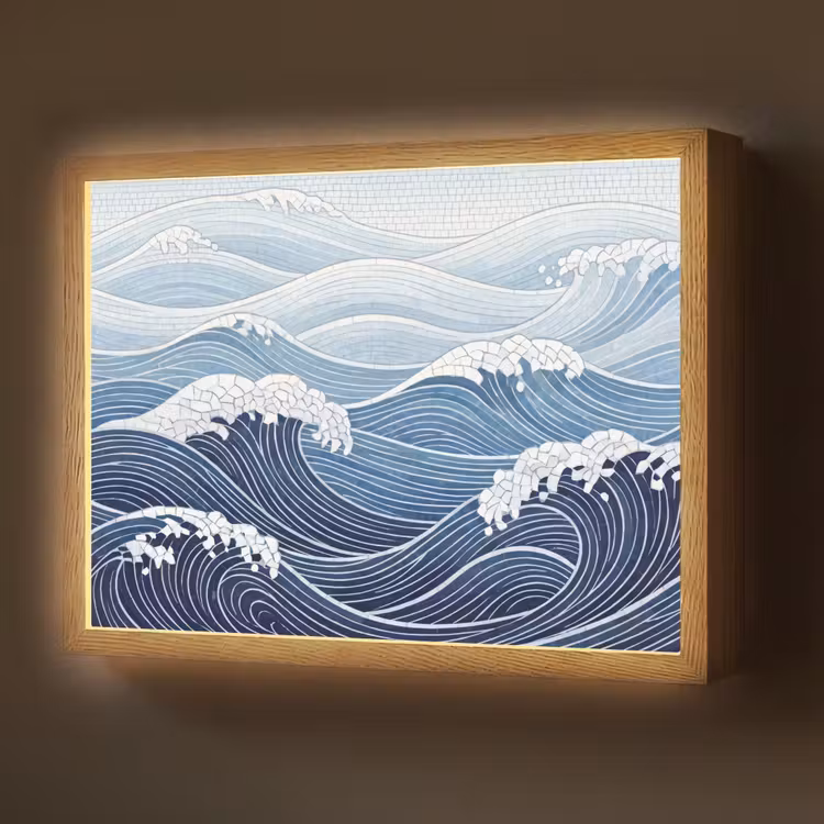 Lightbox - Wandlamp - Water - Mozaïek - Landschap - Modern - Blauw — 1