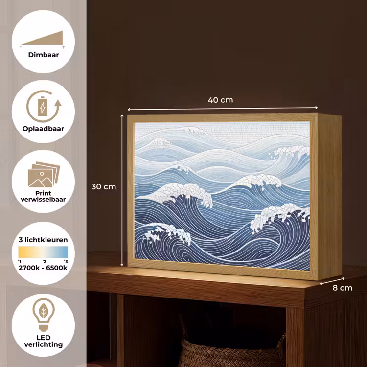 Lightbox - Wandlamp - Water - Mozaïek - Landschap - Modern - Blauw — 10