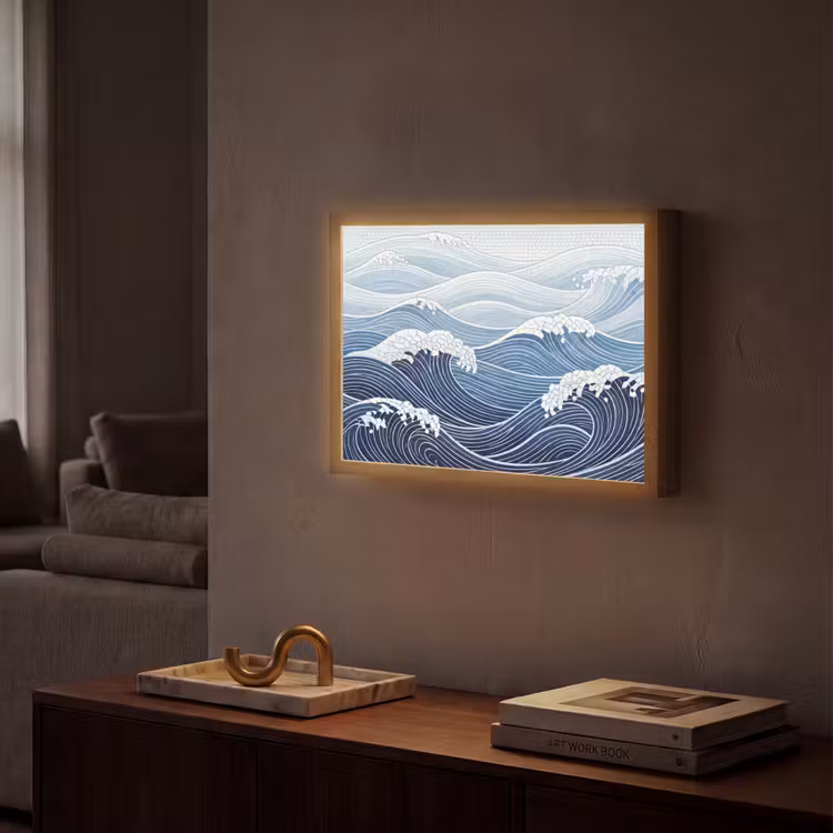 Lightbox - Wandlamp - Water - Mozaïek - Landschap - Modern - Blauw — 2