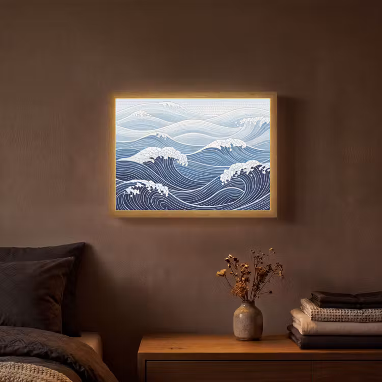 Lightbox - Wandlamp - Water - Mozaïek - Landschap - Modern - Blauw — 3