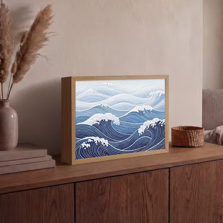 Lightbox - Wandlamp - Water - Mozaïek - Landschap - Modern - Blauw — 4