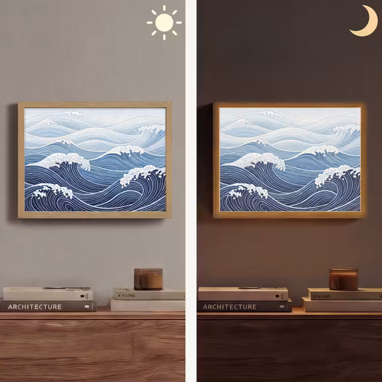 Lightbox - Wandlamp - Water - Mozaïek - Landschap - Modern - Blauw — 6