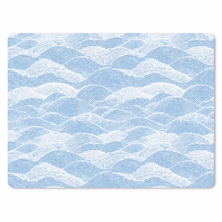 Muismat - Blauw - Wit - Golven - Getekend — 1