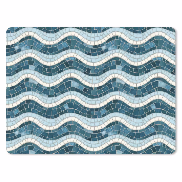 Muismat - Blauw - Wit - Mozaïek - Golvend — 1