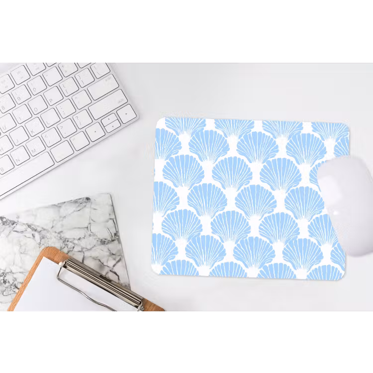 Muismat - Blauw - Wit - Schelpen - Grafisch - Structuur — 2