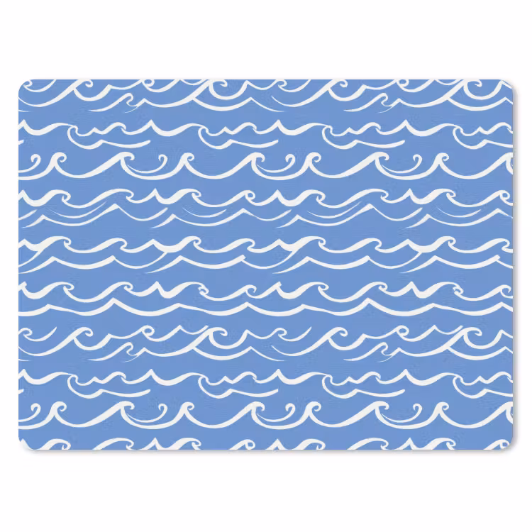 Muismat - Blauw - Wit - Simpel - Getekend - Golven — 1