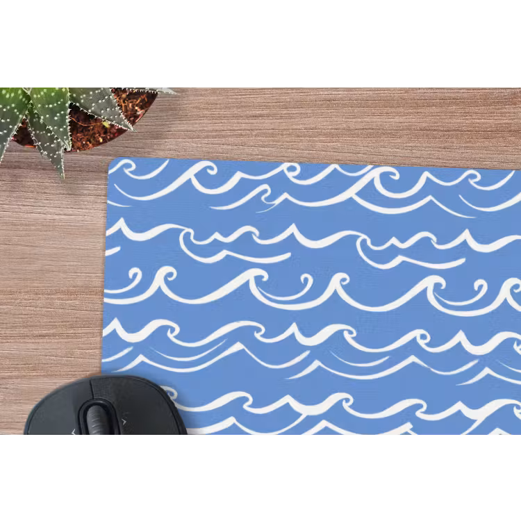 Muismat - Blauw - Wit - Simpel - Getekend - Golven — 4