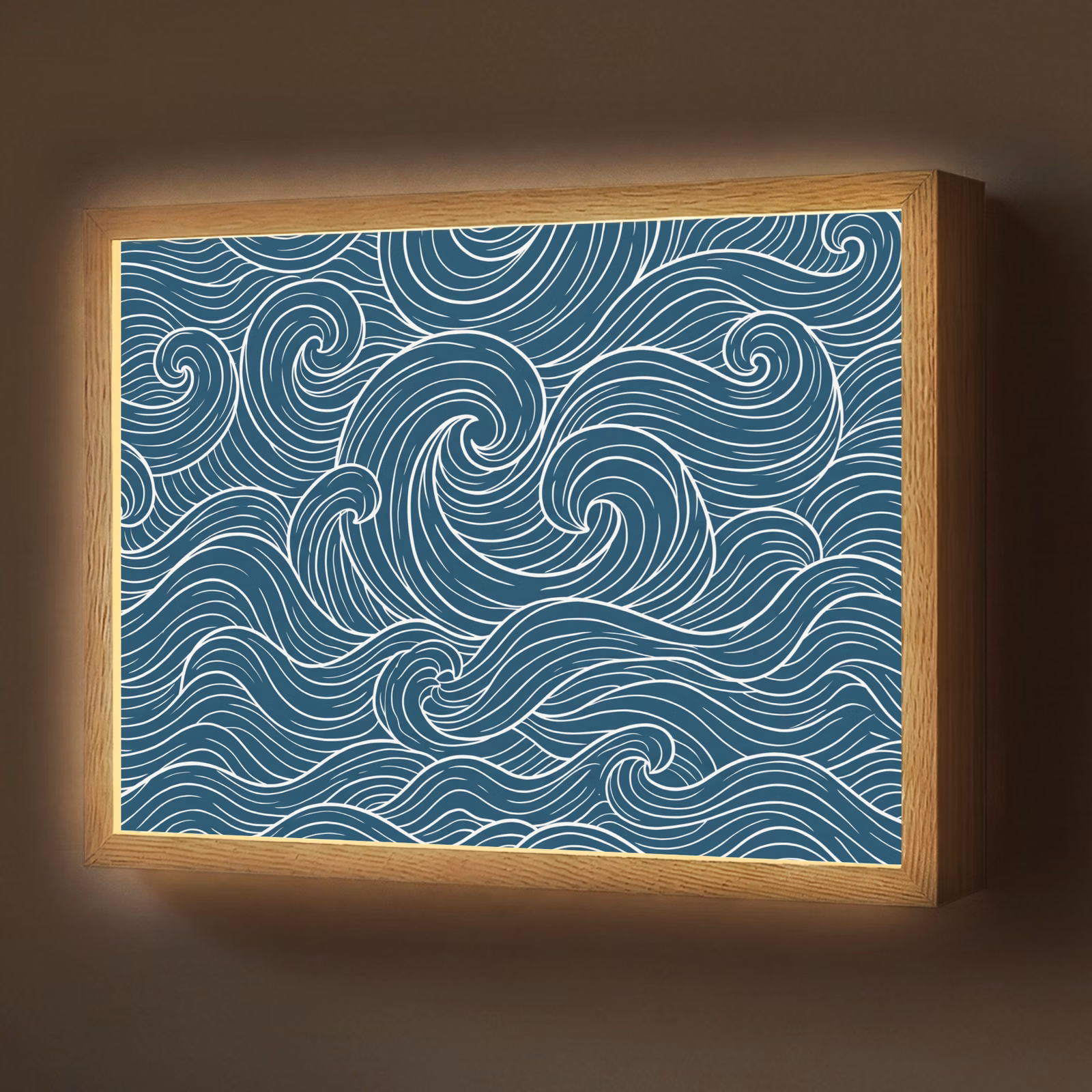 Lightbox - Wandlamp - Golven - Spiraal - Water - Abstract - Blauw — 1