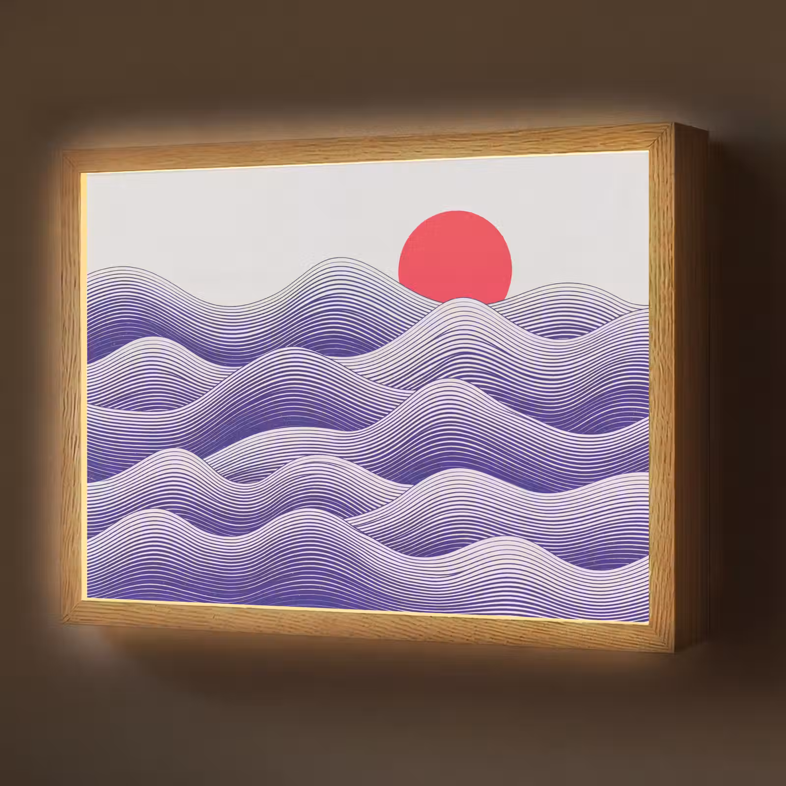 Lightbox - Wandlamp - Golven - Zon - Natuur - Abstract - Rood — 1