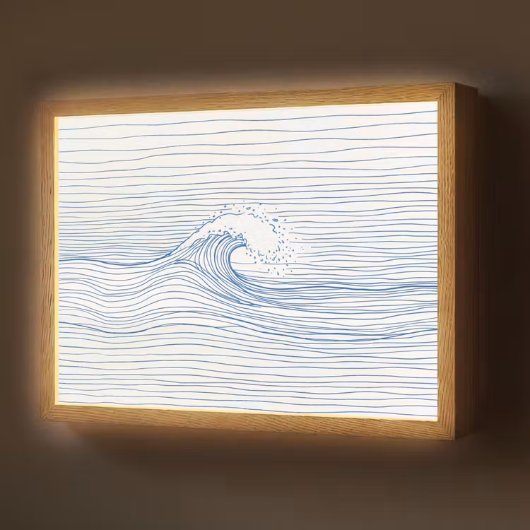 Lightbox - Wandlamp - Golf - Brekende - Natuur - Minimalistisch - Blauw — 1