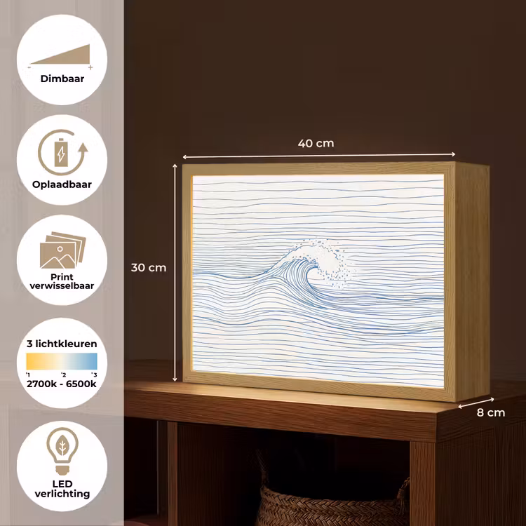 Lightbox - Wandlamp - Golf - Brekende - Natuur - Minimalistisch - Blauw — 10