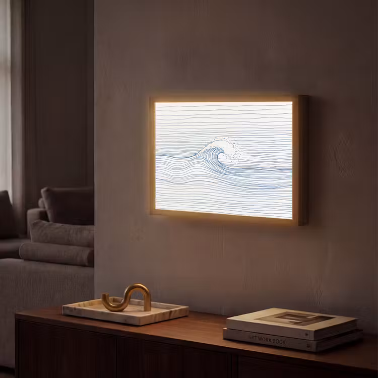 Lightbox - Wandlamp - Golf - Brekende - Natuur - Minimalistisch - Blauw — 2