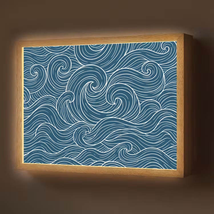 Lightbox - Wandlamp - Golven - Spiraal - Water - Abstract - Blauw — 1