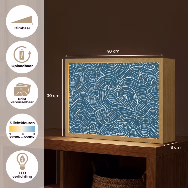 Lightbox - Wandlamp - Golven - Spiraal - Water - Abstract - Blauw — 10