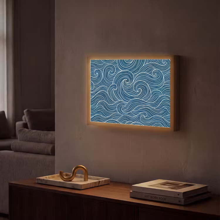 Lightbox - Wandlamp - Golven - Spiraal - Water - Abstract - Blauw — 2