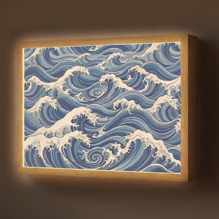Lightbox - Wandlamp - Golven - Zee - Natuur - Abstract - Blauw — 1