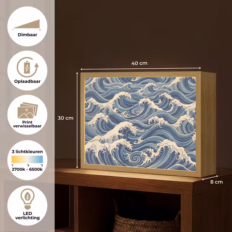 Lightbox - Wandlamp - Golven - Zee - Natuur - Abstract - Blauw — 10