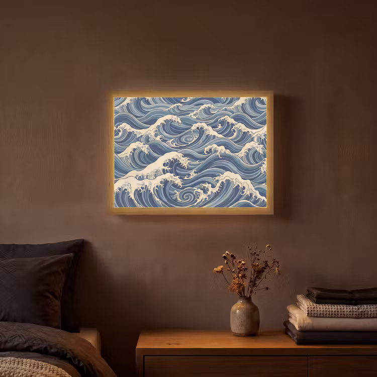 Lightbox - Wandlamp - Golven - Zee - Natuur - Abstract - Blauw — 3