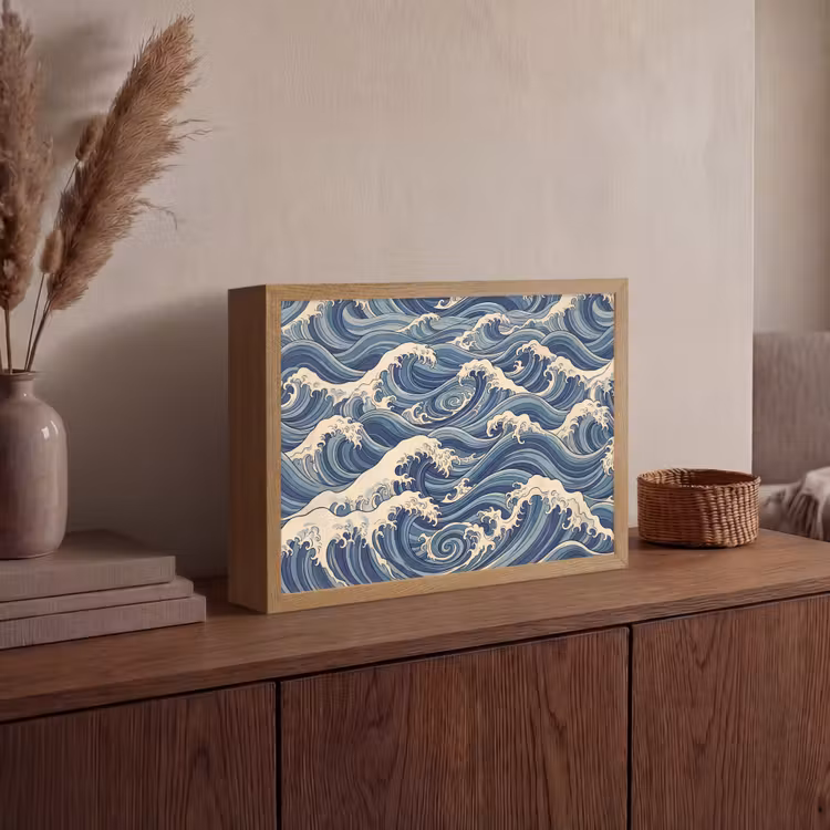 Lightbox - Wandlamp - Golven - Zee - Natuur - Abstract - Blauw — 4