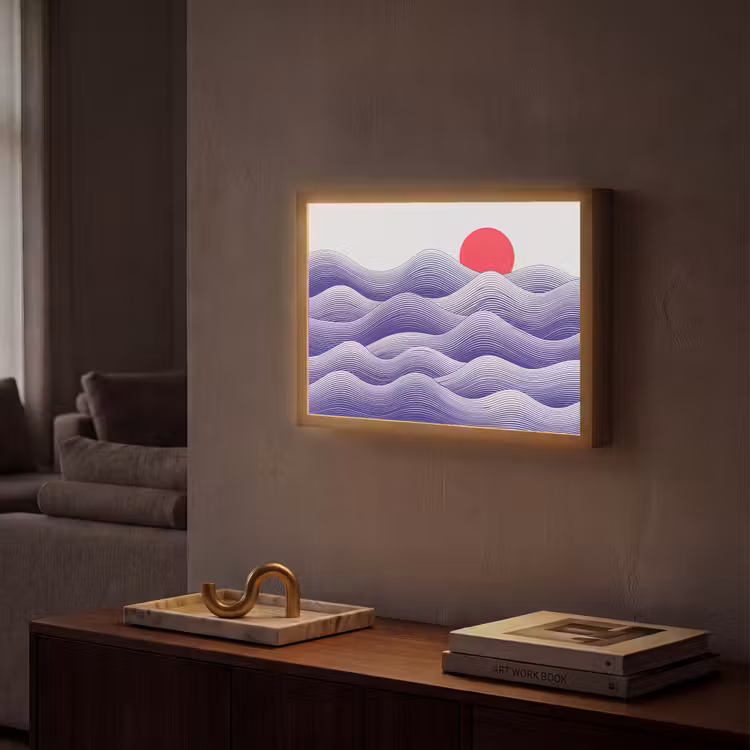 Lightbox - Wandlamp - Golven - Zon - Natuur - Abstract - Rood — 2