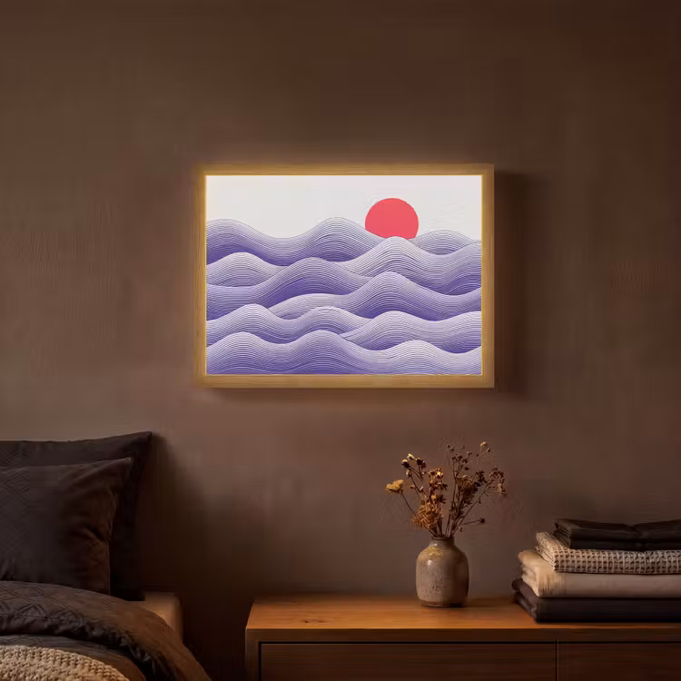 Lightbox - Wandlamp - Golven - Zon - Natuur - Abstract - Rood — 3