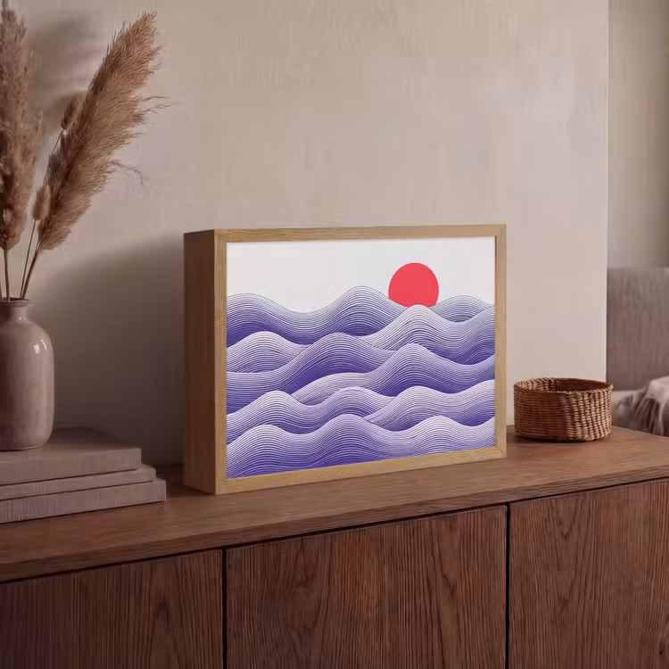 Lightbox - Wandlamp - Golven - Zon - Natuur - Abstract - Rood — 4