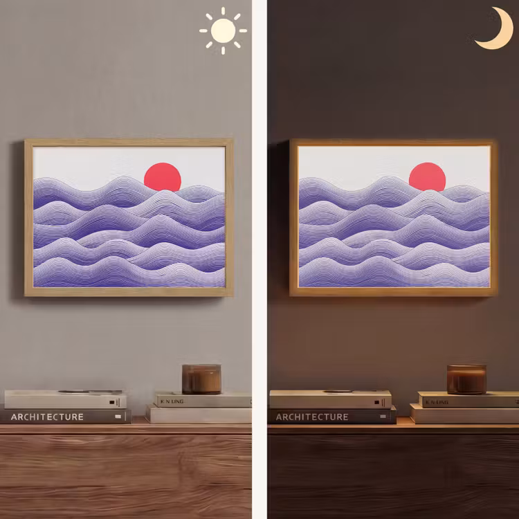 Lightbox - Wandlamp - Golven - Zon - Natuur - Abstract - Rood — 6