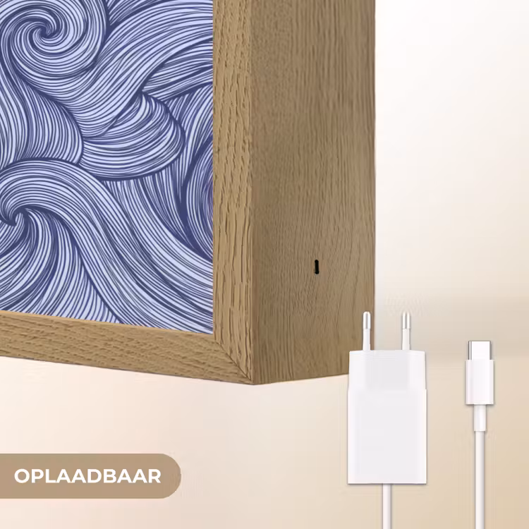 Lightbox - Wandlamp - Schip - Golven - Zee - Illustratie - Blauw — 7