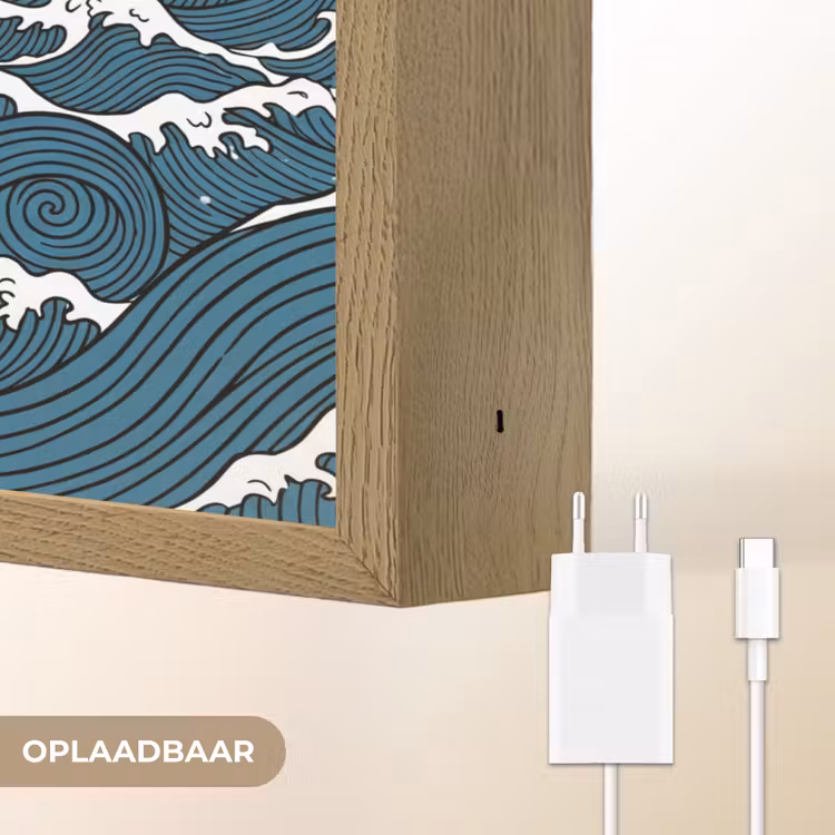 Lightbox - Wandlamp - Zee - Golven - Japans - Natuur - Blauw — 7