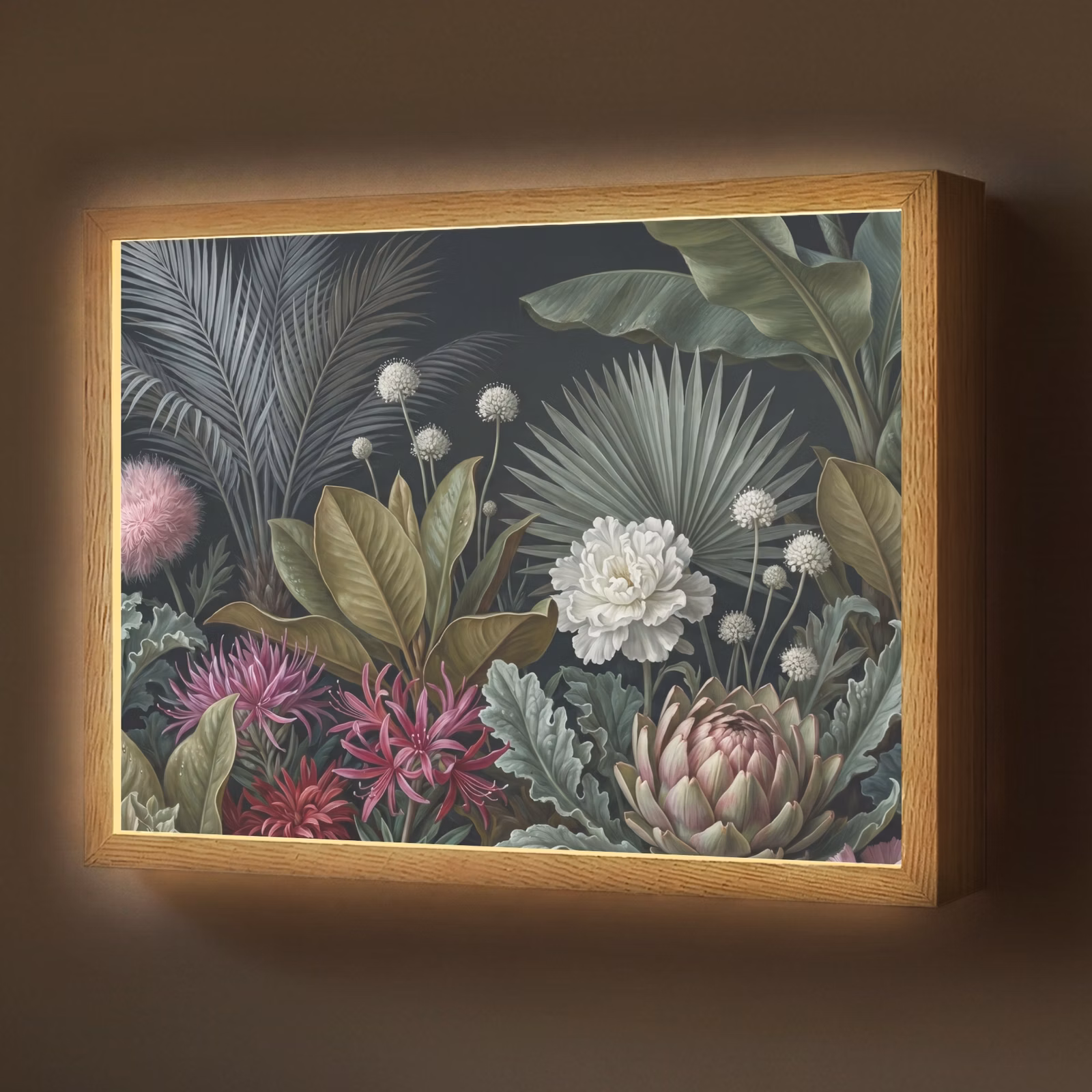 Lightbox - Wandlamp - Planten - Tropisch - Botanisch - Donker - Groen — 1