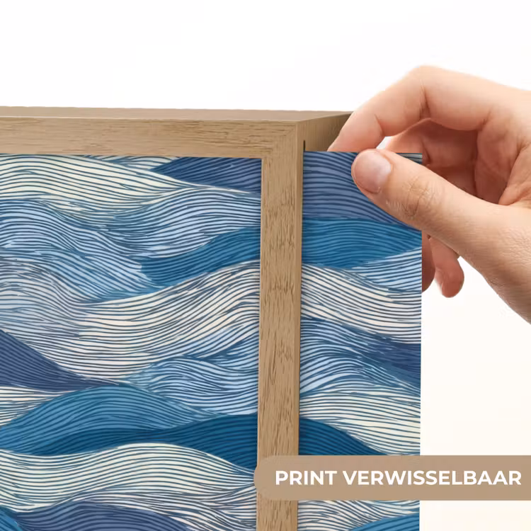 Lightbox - Wandlamp - Getekend - Blauw - Wit - Golvend - Streepjes — 5