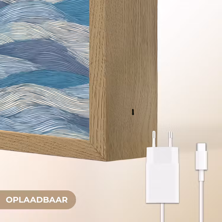 Lightbox - Wandlamp - Getekend - Blauw - Wit - Golvend - Streepjes — 7