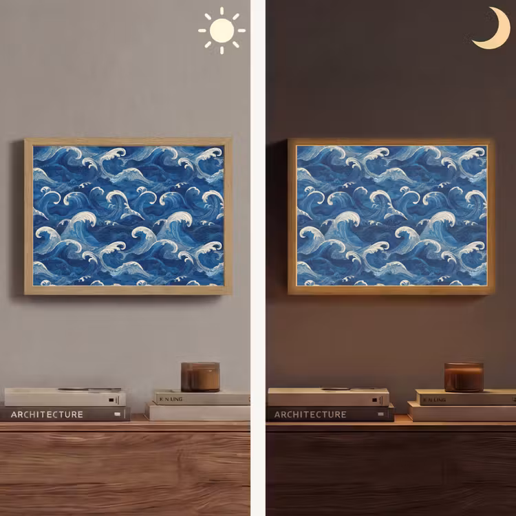 Lightbox - Wandlamp - Japans - Oceaan - Golven - Blauw — 6
