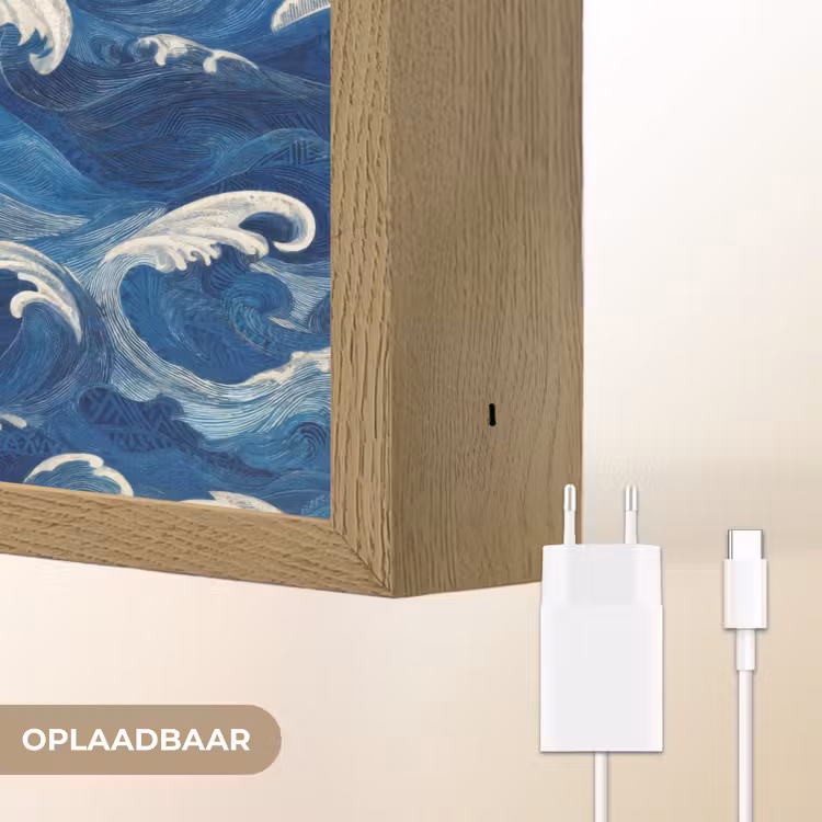 Lightbox - Wandlamp - Japans - Oceaan - Golven - Blauw — 7