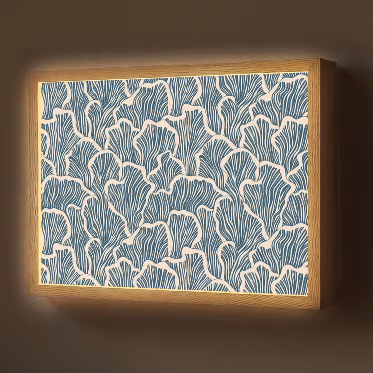 Lightbox - Wandlamp - Organisch - Blauw - Crème - Schelpen — 1
