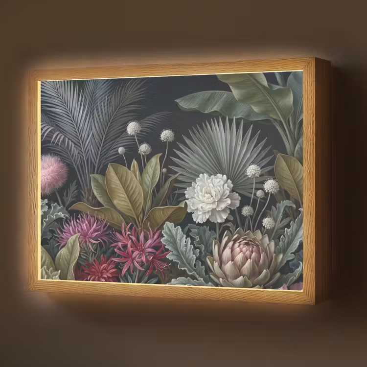 Lightbox - Wandlamp - Planten - Tropisch - Botanisch - Donker - Groen — 1