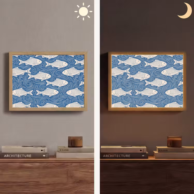 Lightbox - Wandlamp - Vis - Water - Patroon - Grafisch - Blauw — 6