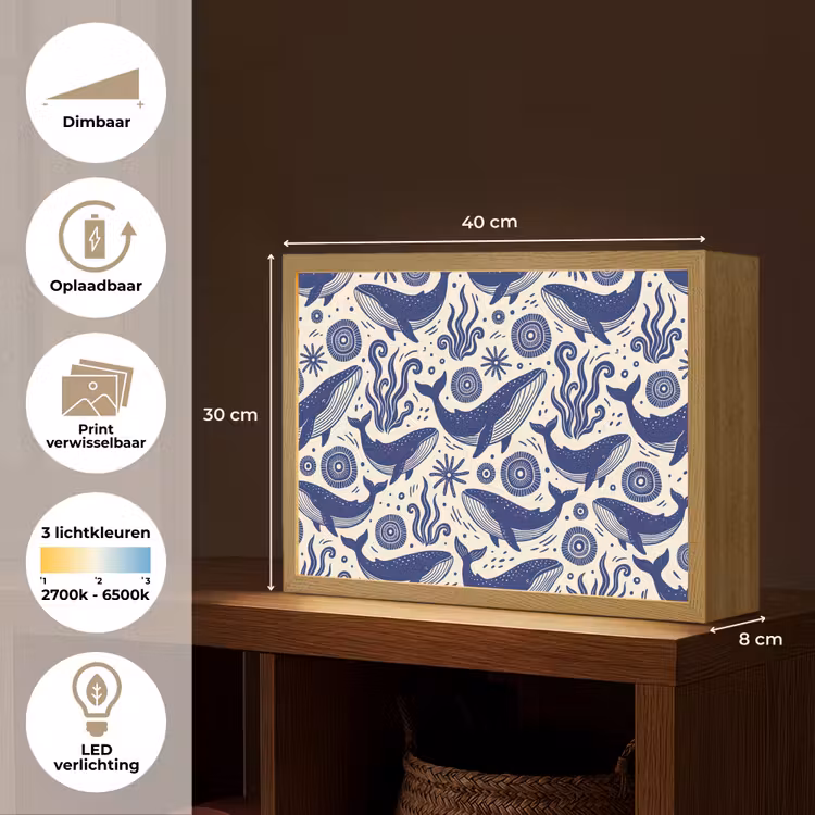 Lightbox - Wandlamp - Walvis - Onderwater - Dieren - Abstract - Blauw — 10