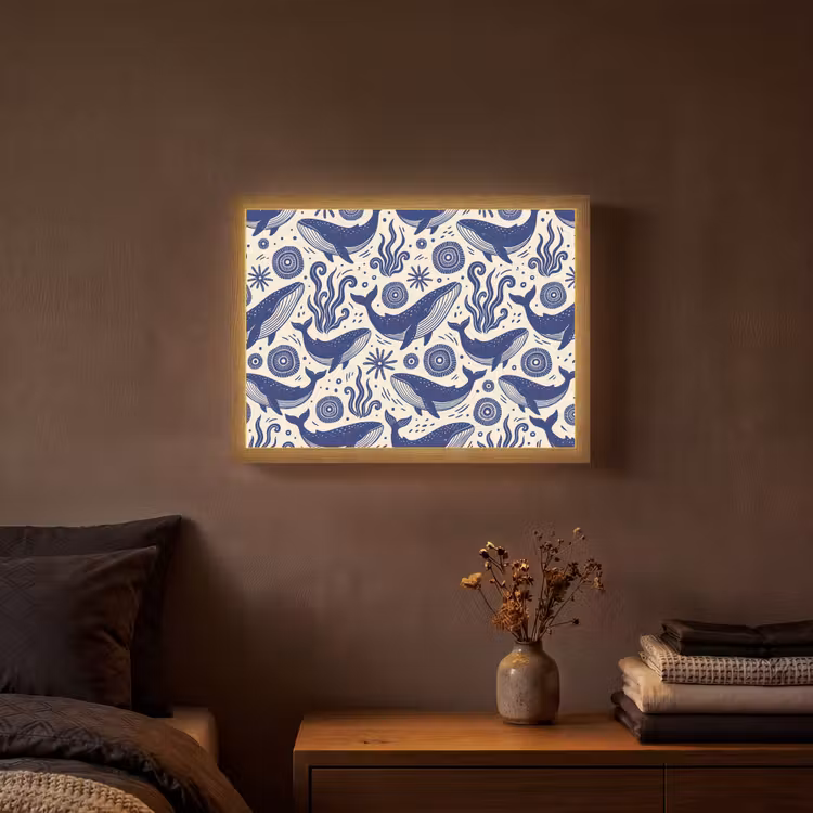 Lightbox - Wandlamp - Walvis - Onderwater - Dieren - Abstract - Blauw — 3